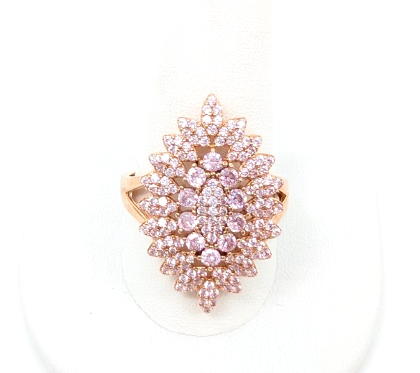 Sterling Silver 925 9 Ring Pink Cluster R868- FOX1920 - Image 2