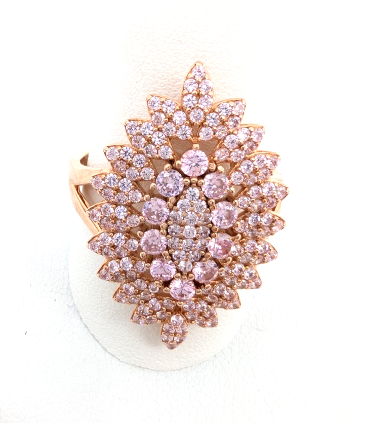 Sterling Silver 925 9 Ring Pink Cluster R868- FOX1920 - Image 3