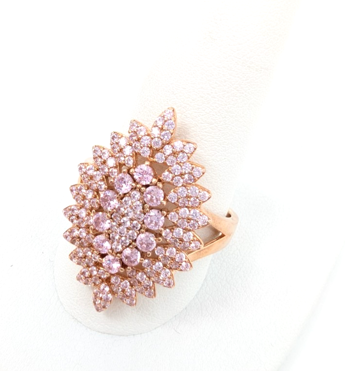 Sterling Silver 925 9 Ring Pink Cluster R868- FOX1920 - Image 4