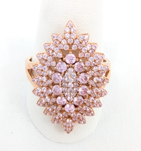 Sterling Silver 925 9 Ring Pink Cluster R868- FOX1920 - Image 7