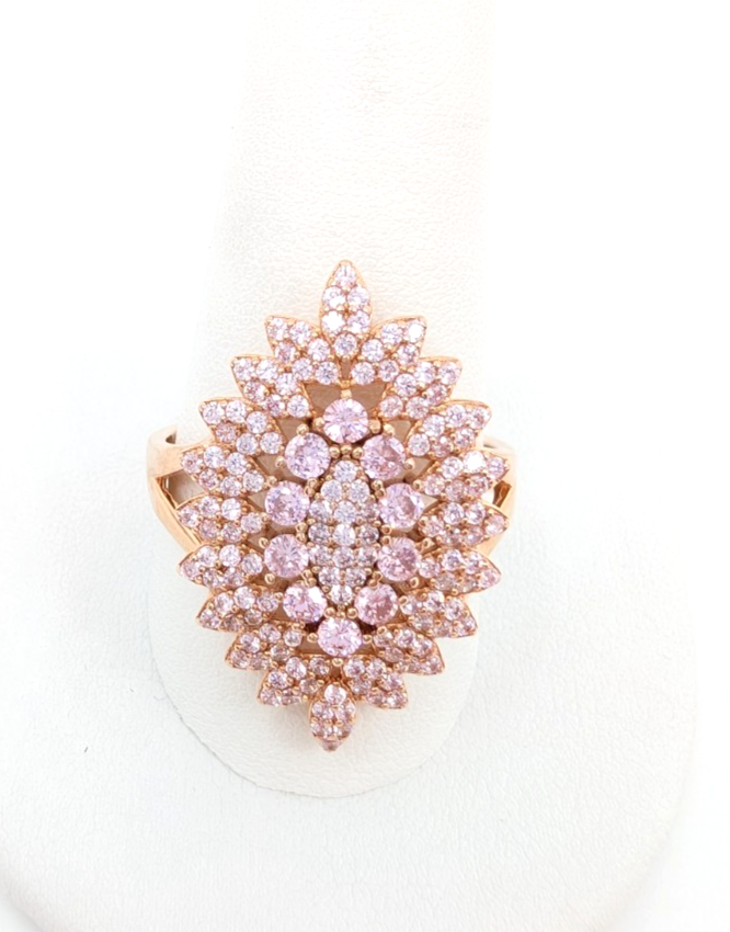 Sterling Silver 925 9 Ring Pink Cluster R868- FOX1920 - Image 8