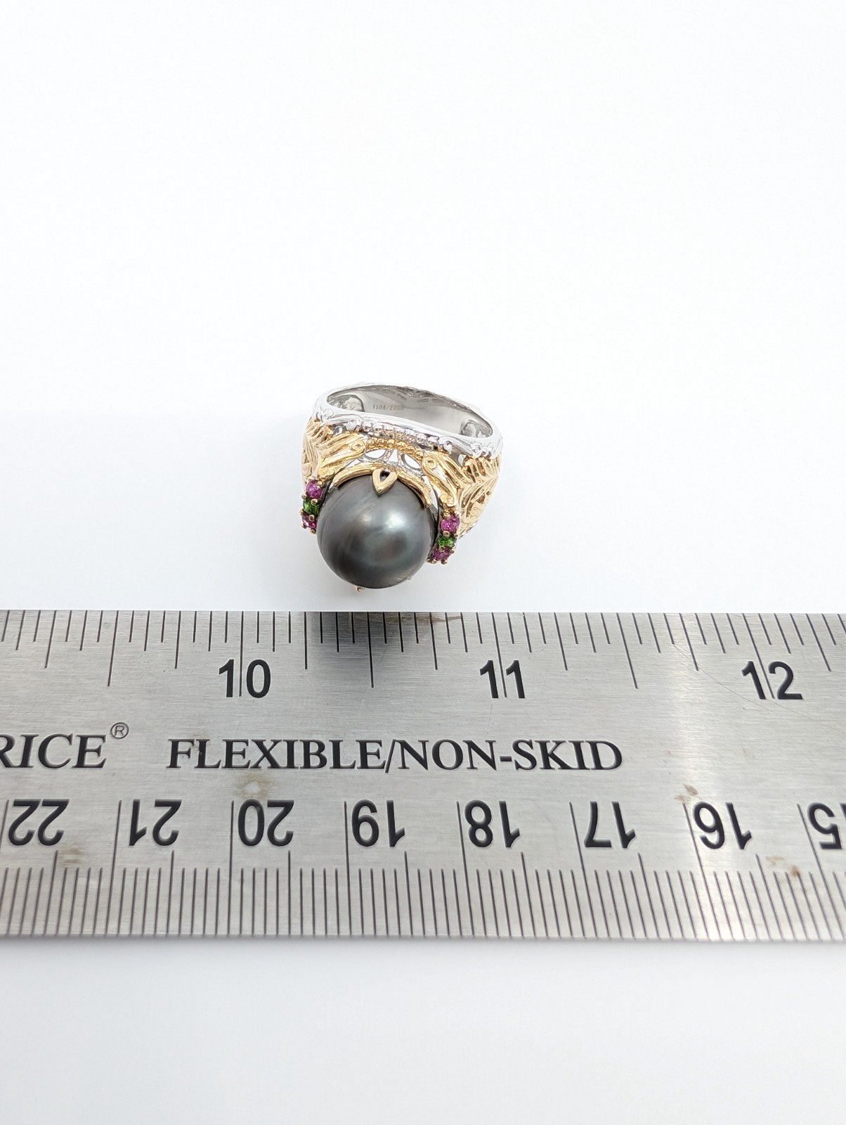 Sterling Silver 925 7 Ring Two tone gray pearl R879- FOX1822 - Image 22