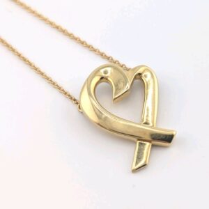 Tiffany & Co Palamo Picasso 18K Yellow Gold 16" Loving Heart Necklace OAK570