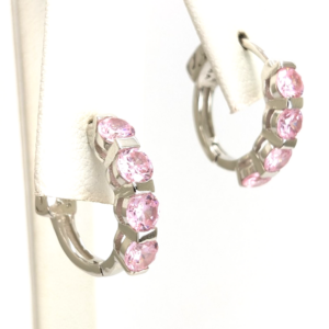 Sterling Silver 925 Earrings Pink Gem R1068- CRN35
