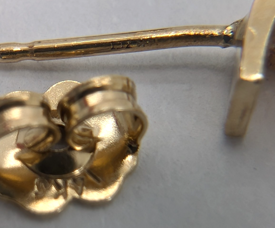 14K Yellow Gold 1/2ctw Diamond J Hoop Stud Earrings P513-Fox1306 - Image 10