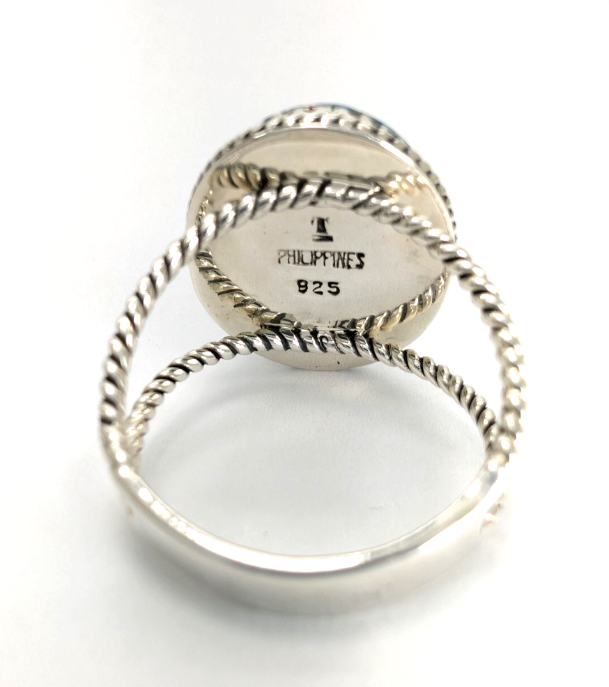 Sterling Silver 925 Turquoise Rope Ring 14639 - Image 15