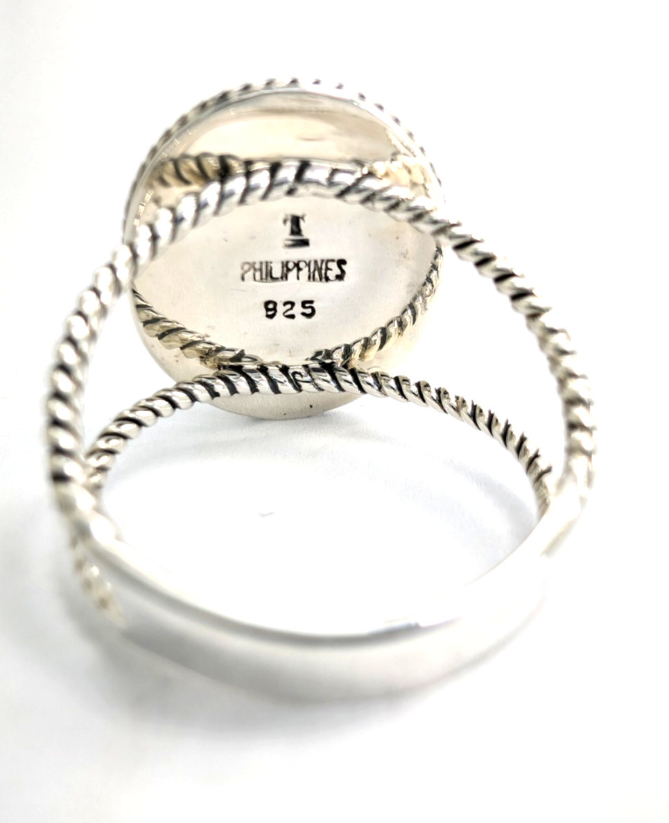 Sterling Silver 925 Turquoise Rope Ring 14639 - Image 17