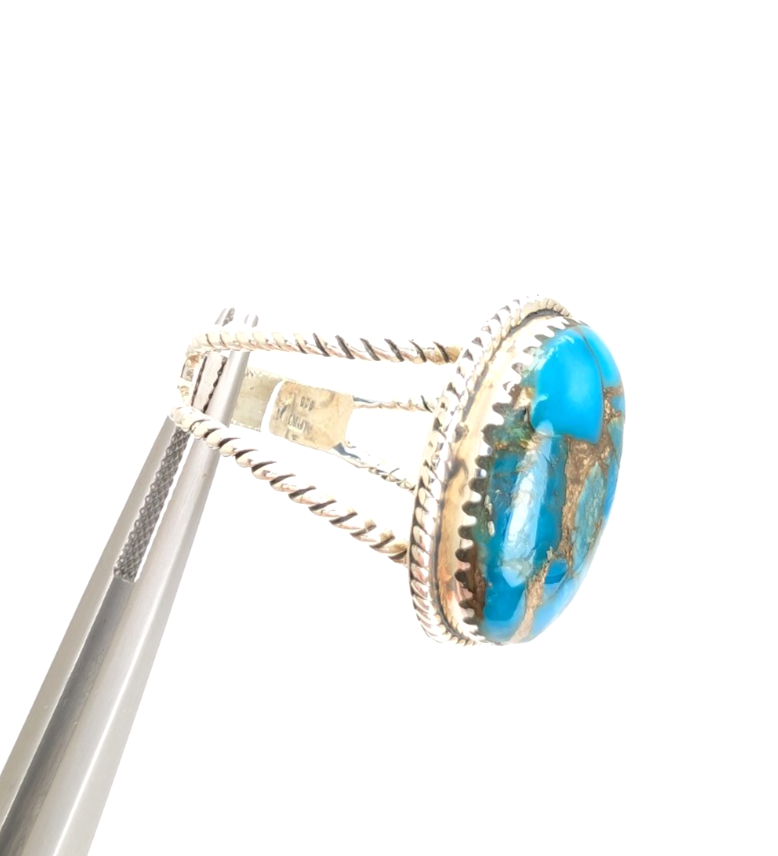 Sterling Silver 925 Turquoise Rope Ring 14639 - Image 20