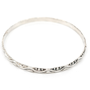 Sterling Silver 925 6.5"- 7.5"  Bracelet wave&dots bangle 13636
