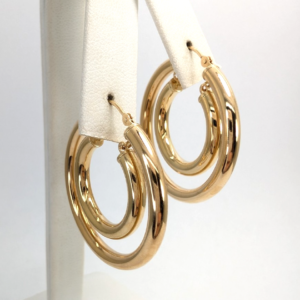 14K Yellow Gold 1.25" Double Hoop Earrings 11964