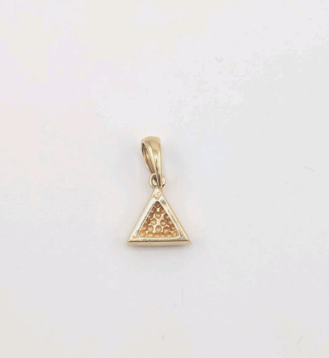 14K Yellow Gold Blue Opal Triangle Gemstone Pendant 20480 - Image 4