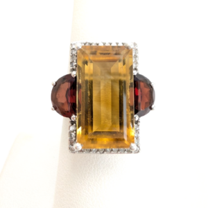 Sterling Silver 925 Citrine & Garnet Ring R1072- CRN38