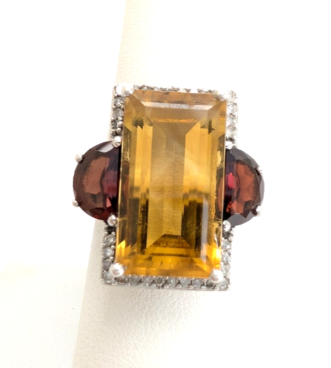 Sterling Silver 925 Citrine & Garnet Ring R1072- CRN38 - Image 2