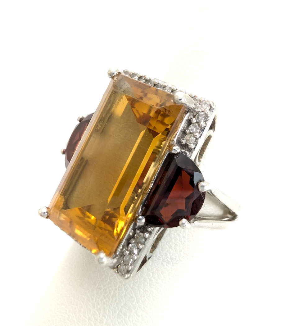 Sterling Silver 925 Citrine & Garnet Ring R1072- CRN38 - Image 3