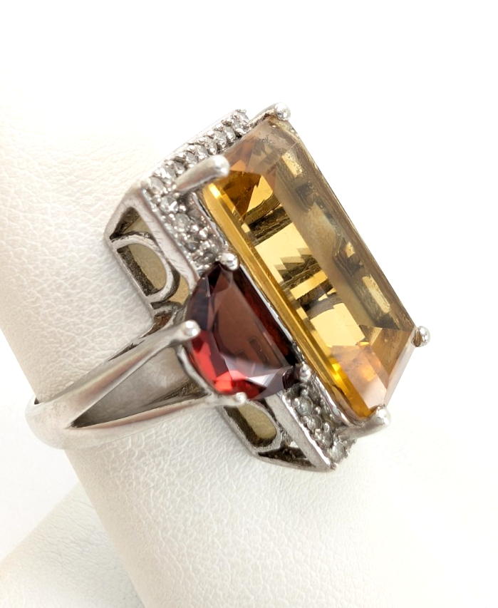 Sterling Silver 925 Citrine & Garnet Ring R1072- CRN38 - Image 4