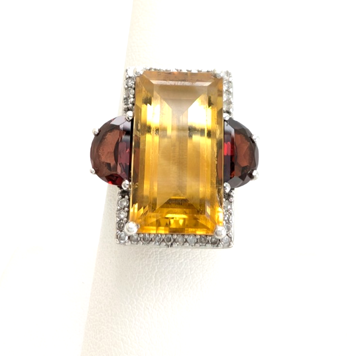 Sterling Silver 925 Citrine & Garnet Ring R1072- CRN38 - Image 5
