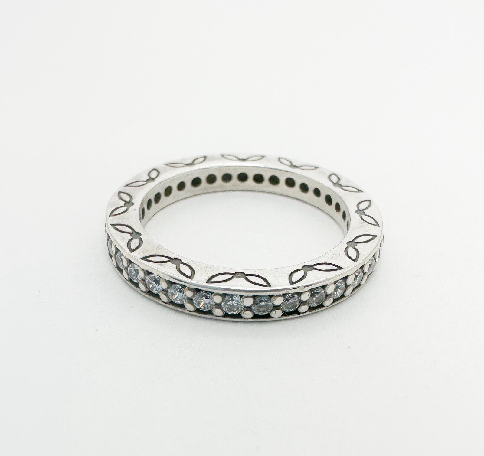 Authentic Pandora Sterling Silver 925 Fancy CZ Eternity Band Ring 10461 - Image 6