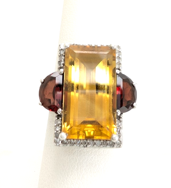 Sterling Silver 925 Citrine & Garnet Ring R1072- CRN38 - Image 6