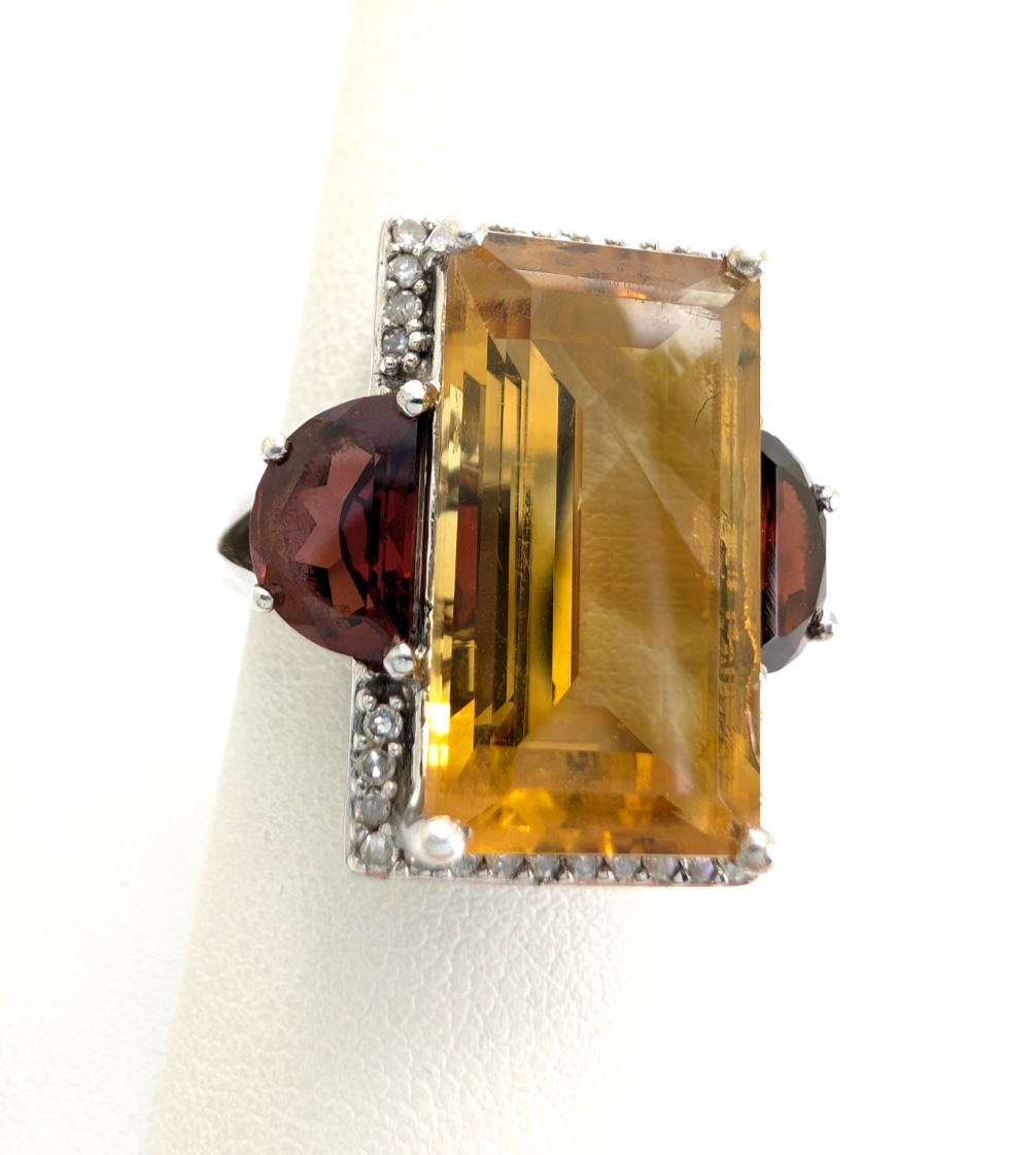 Sterling Silver 925 Citrine & Garnet Ring R1072- CRN38 - Image 7