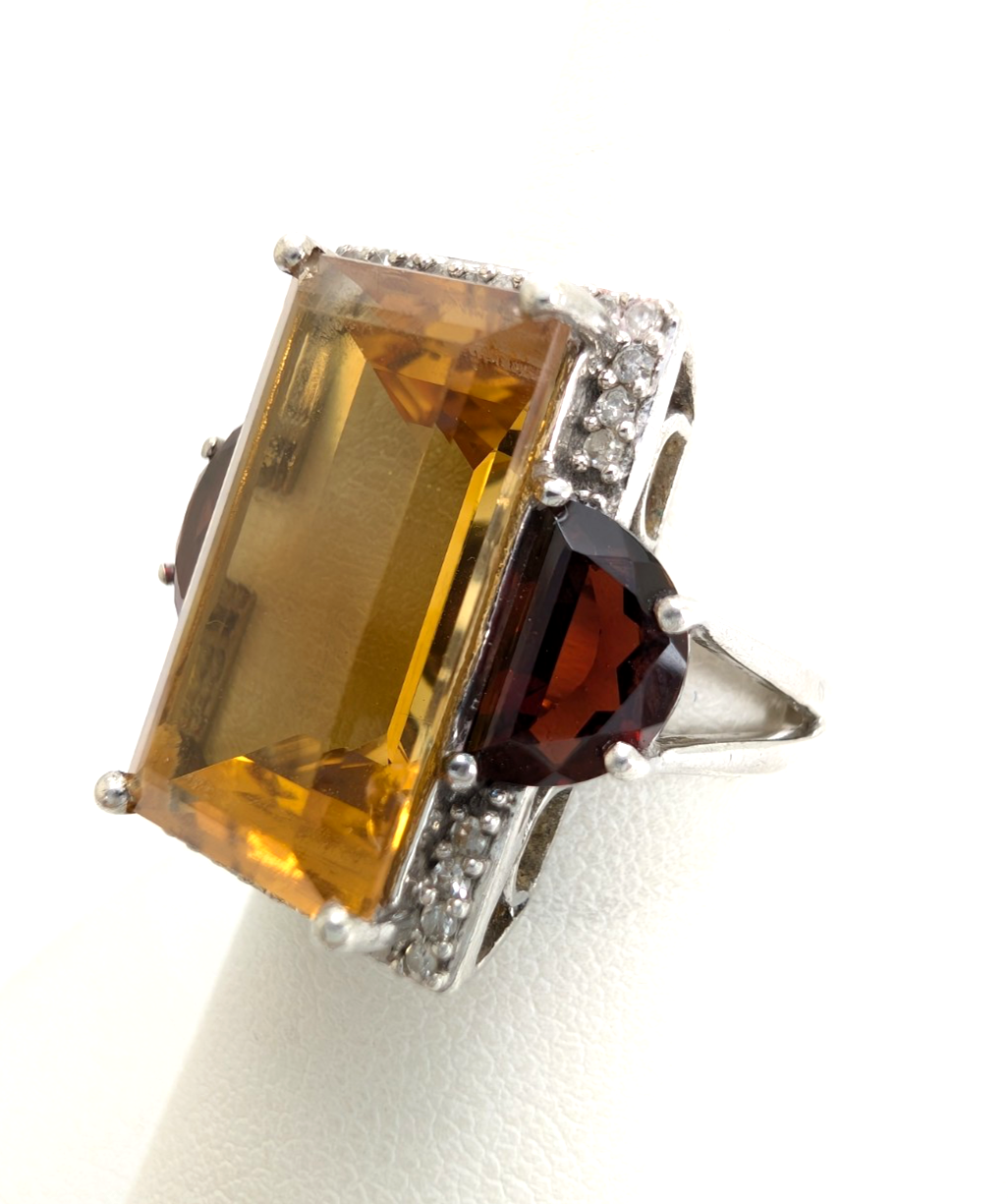 Sterling Silver 925 Citrine & Garnet Ring R1072- CRN38 - Image 8