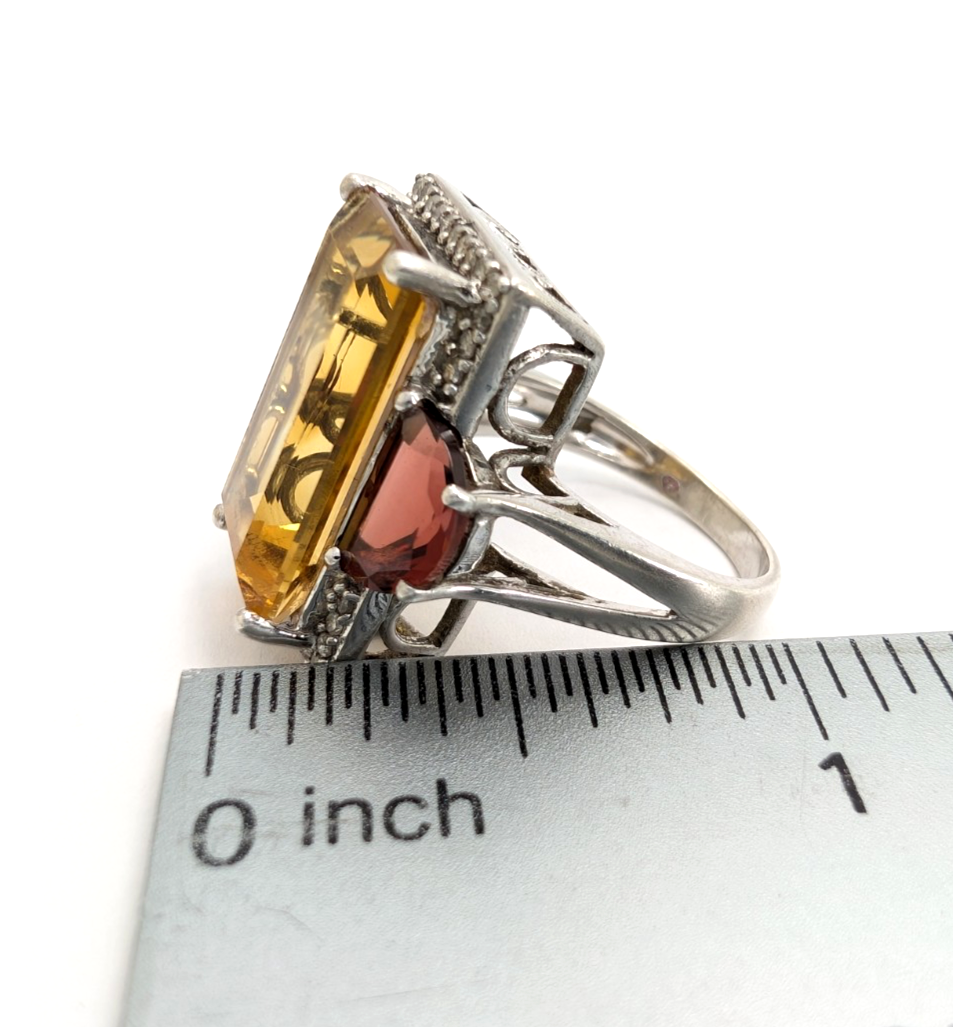 Sterling Silver 925 Citrine & Garnet Ring R1072- CRN38 - Image 9