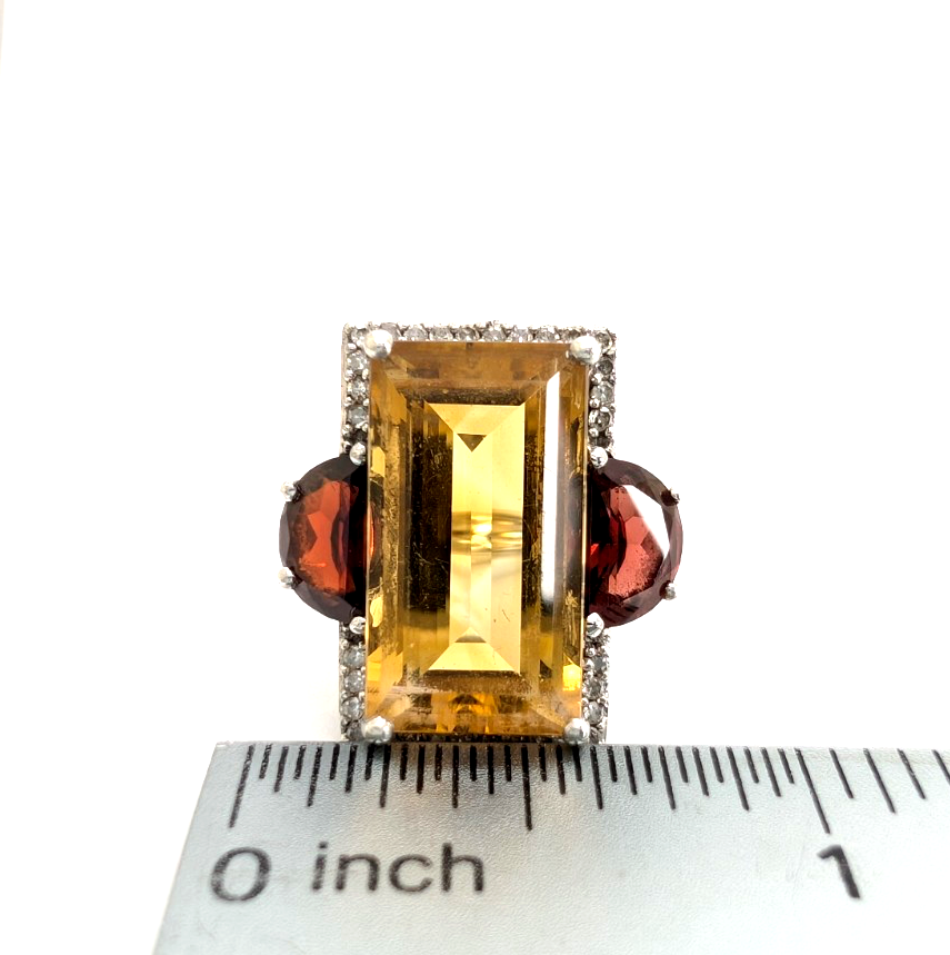 Sterling Silver 925 Citrine & Garnet Ring R1072- CRN38 - Image 11