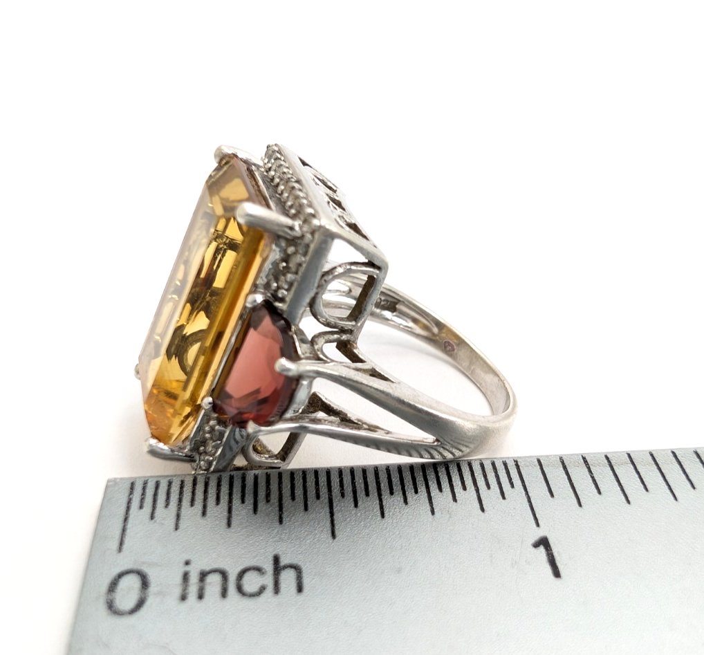 Sterling Silver 925 Citrine & Garnet Ring R1072- CRN38 - Image 12