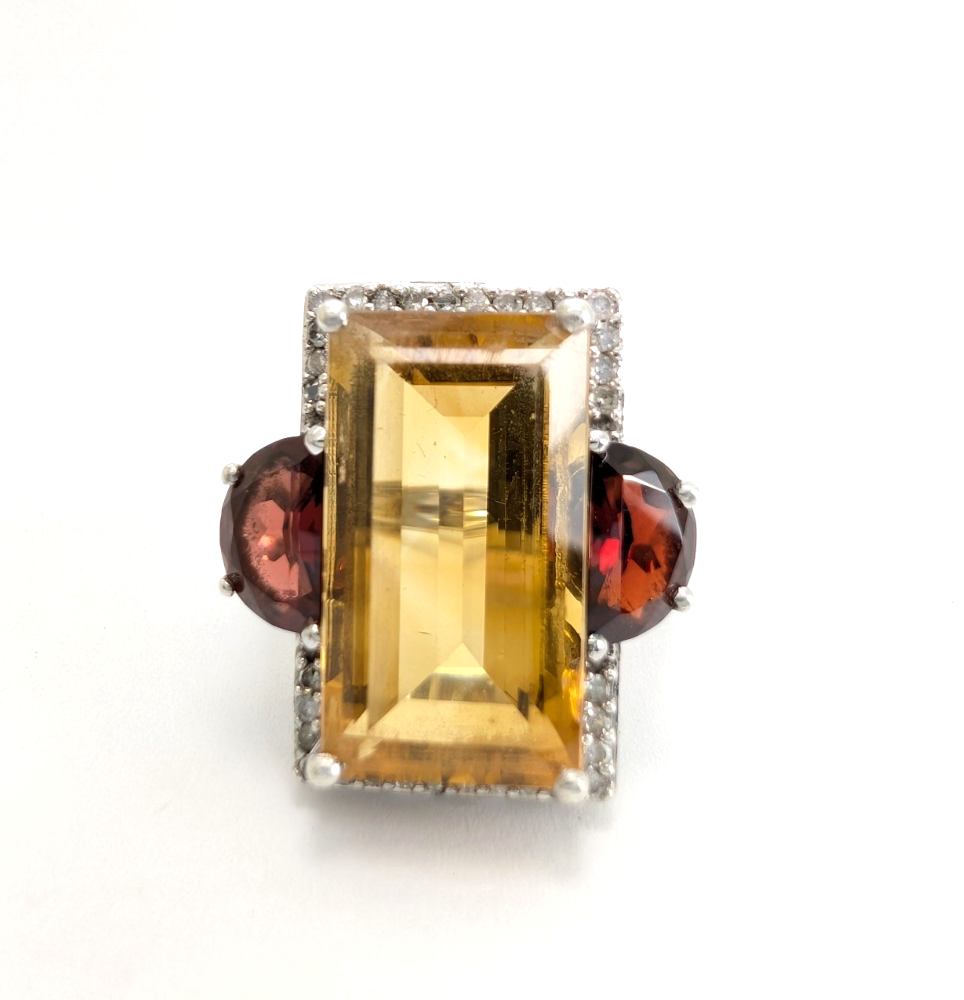 Sterling Silver 925 Citrine & Garnet Ring R1072- CRN38 - Image 13