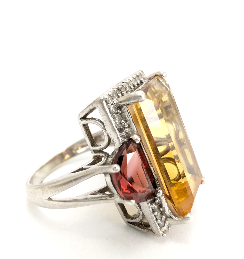 Sterling Silver 925 Citrine & Garnet Ring R1072- CRN38 - Image 14