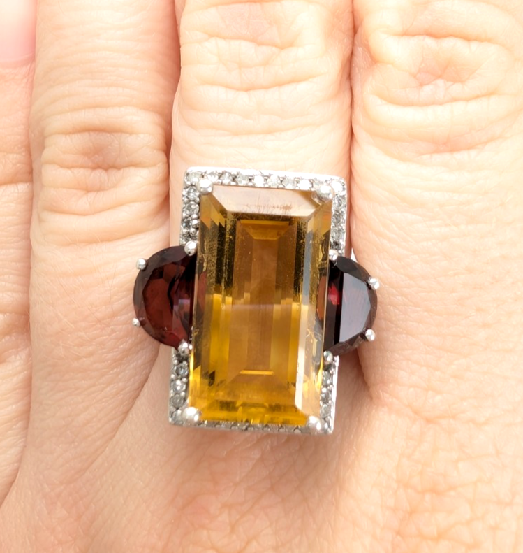 Sterling Silver 925 Citrine & Garnet Ring R1072- CRN38 - Image 15