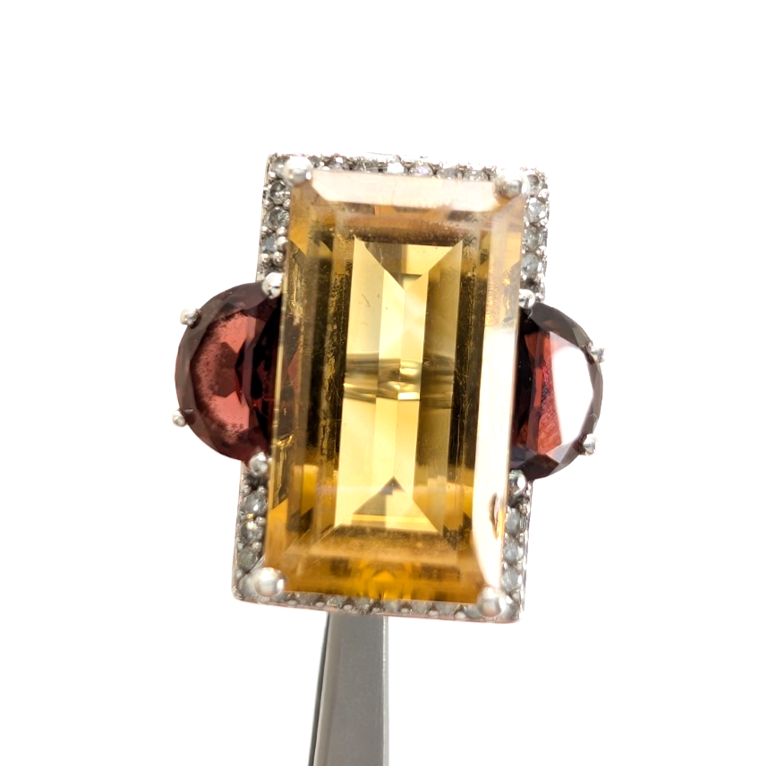 Sterling Silver 925 Citrine & Garnet Ring R1072- CRN38 - Image 16