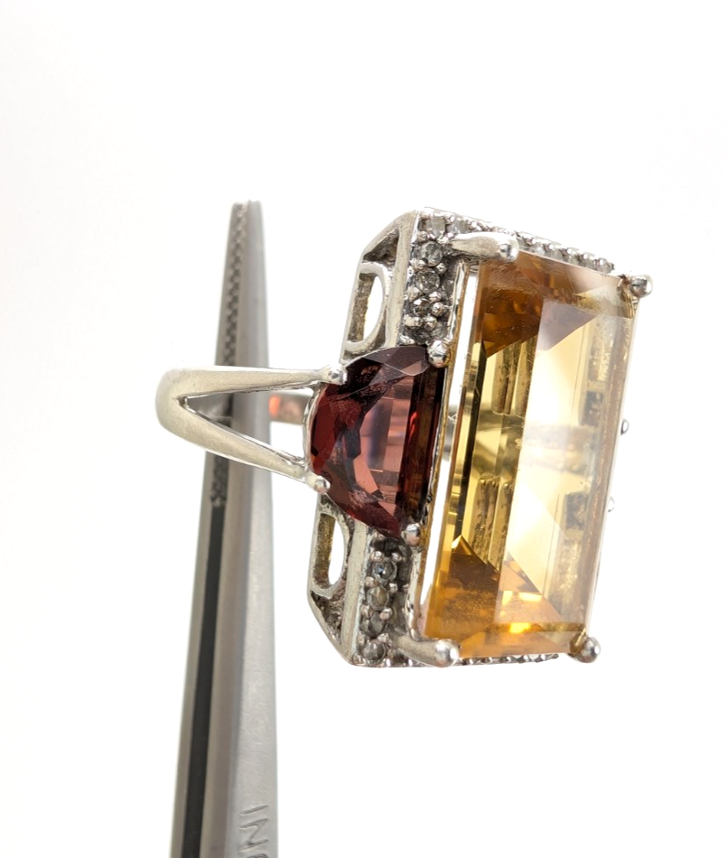 Sterling Silver 925 Citrine & Garnet Ring R1072- CRN38 - Image 17