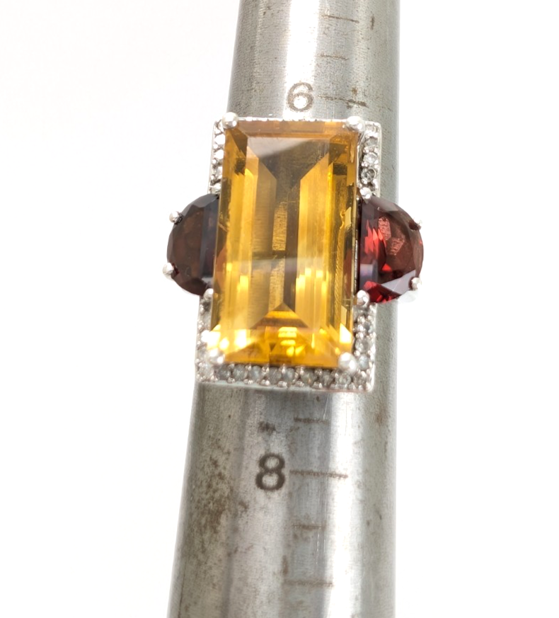 Sterling Silver 925 Citrine & Garnet Ring R1072- CRN38 - Image 19