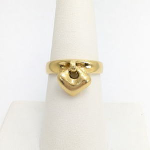 Robert Lee Morris 18K Yellow Gold Dangle Heart Band Ring 11137