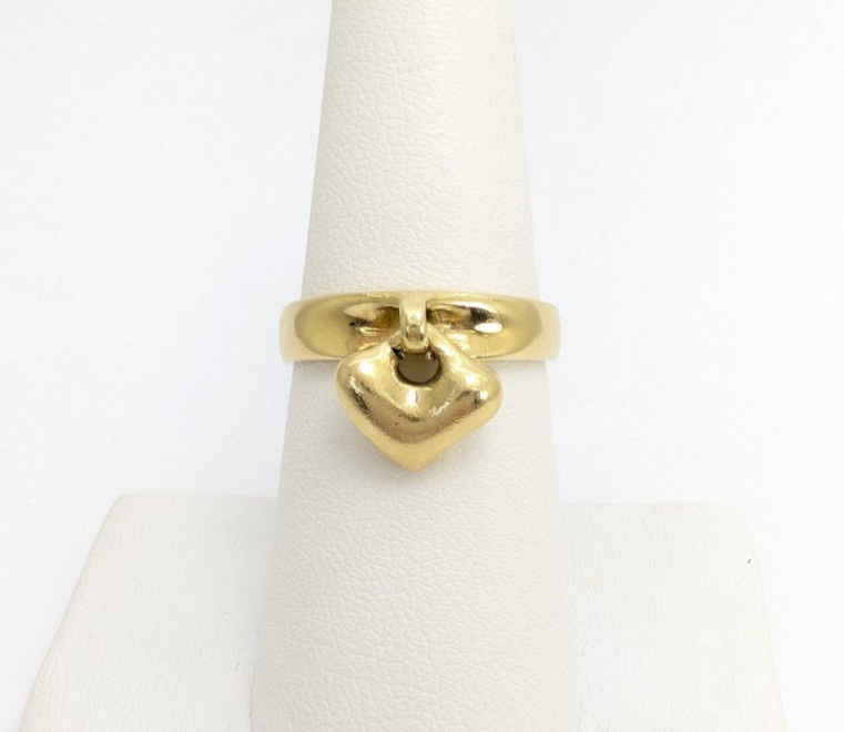 Robert Lee Morris 18K Yellow Gold Dangle Heart Band Ring 11137