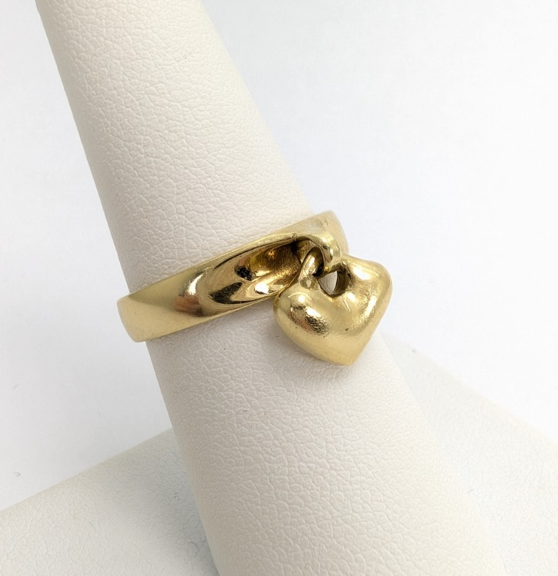 Robert Lee Morris 18K Yellow Gold Dangle Heart Band Ring 11137 - Image 2