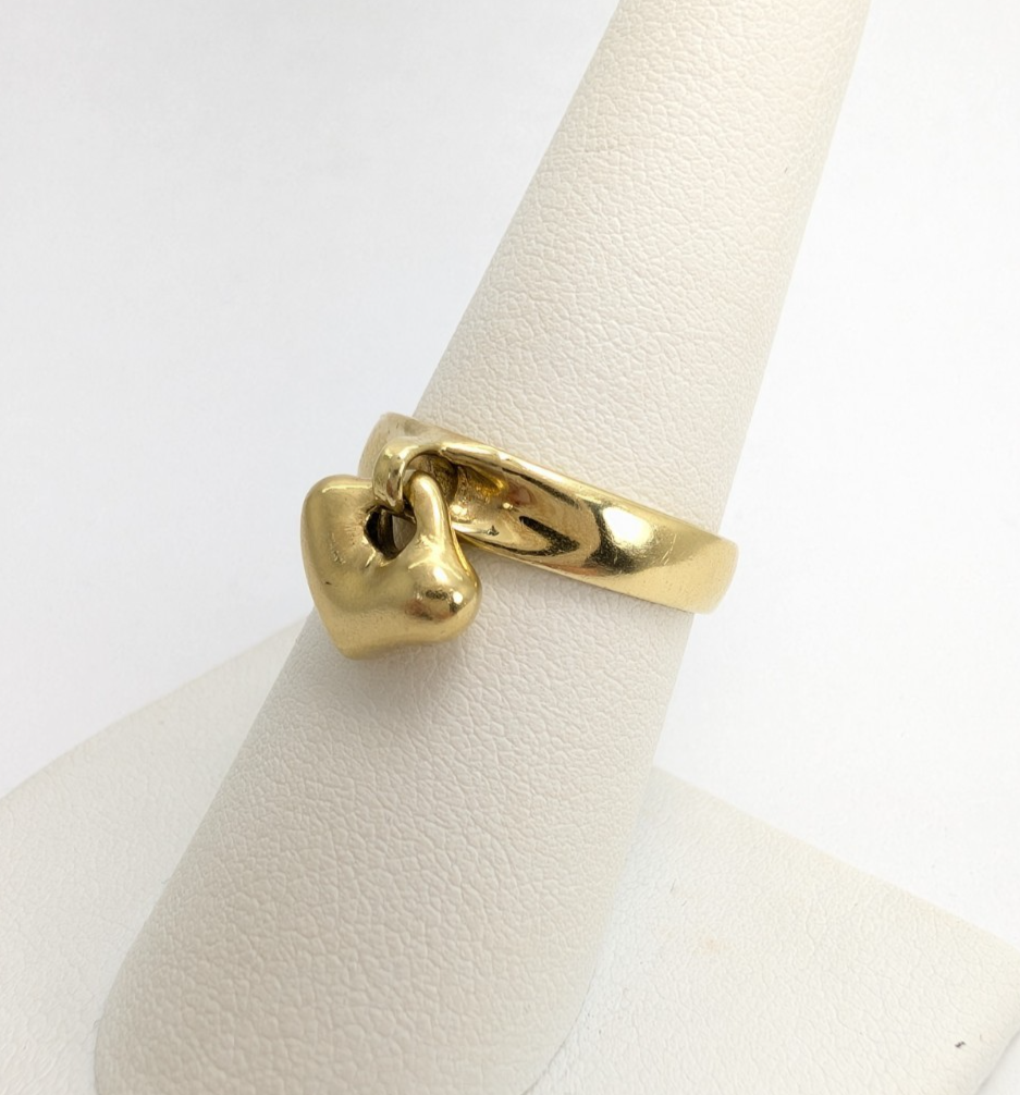 Robert Lee Morris 18K Yellow Gold Dangle Heart Band Ring 11137 - Image 3