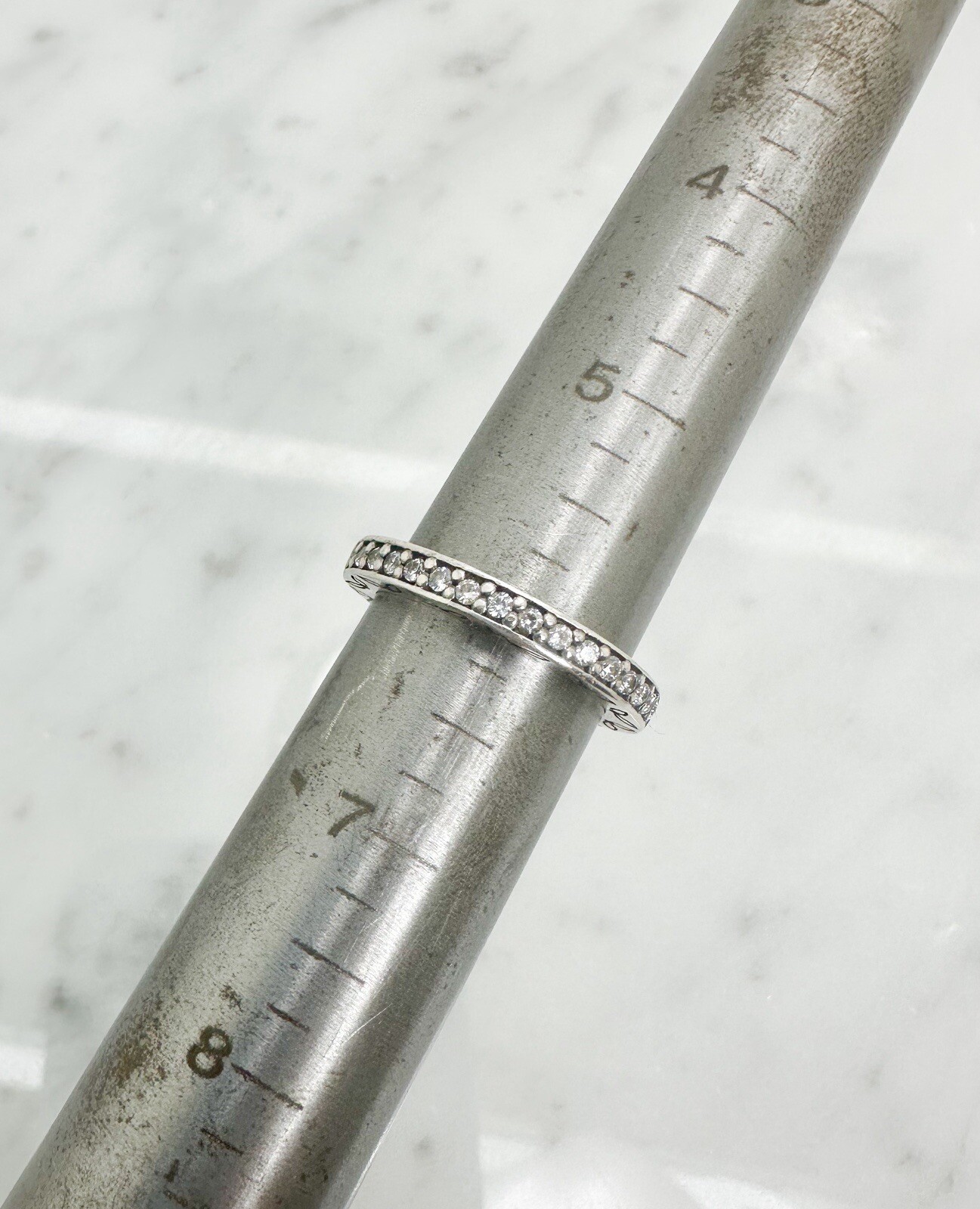 Authentic Pandora Sterling Silver 925 Fancy CZ Eternity Band Ring 10461 - Image 9
