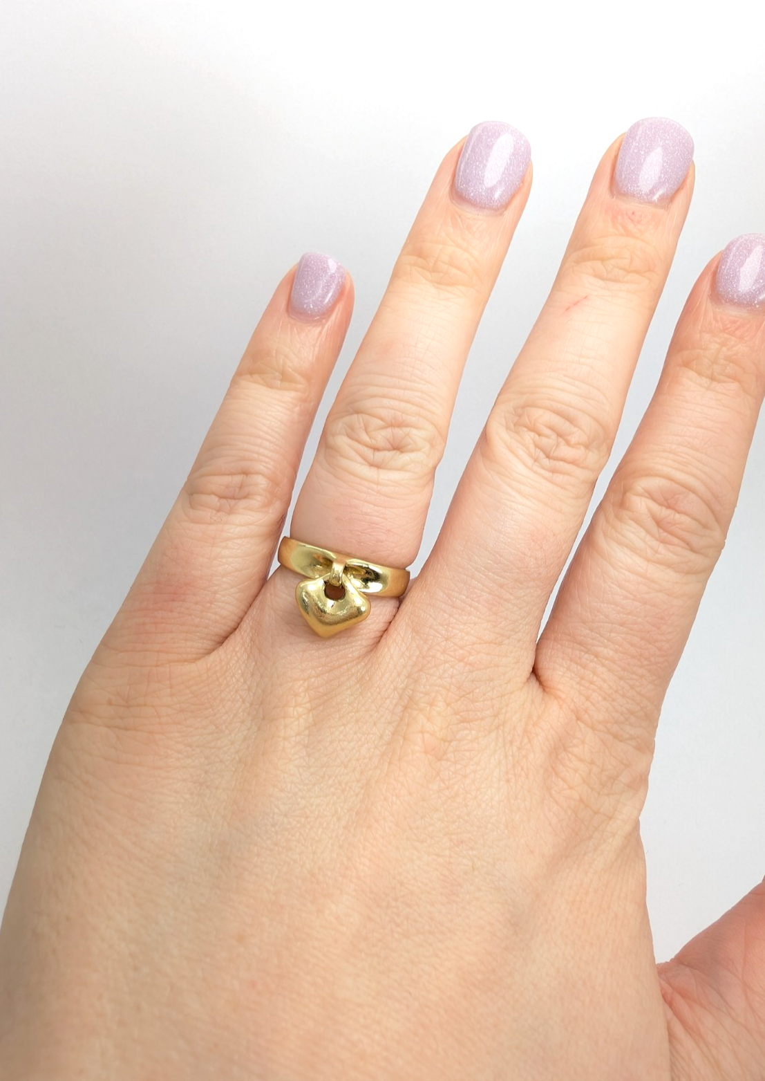 Robert Lee Morris 18K Yellow Gold Dangle Heart Band Ring 11137 - Image 8