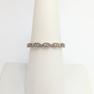 10K White Gold 1/10ctw Diamond Marquise Band Ring P245-Fox830