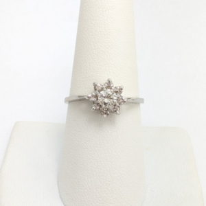 14K White Gold .50 ctw Diamond Cluster Flower Ring 11081