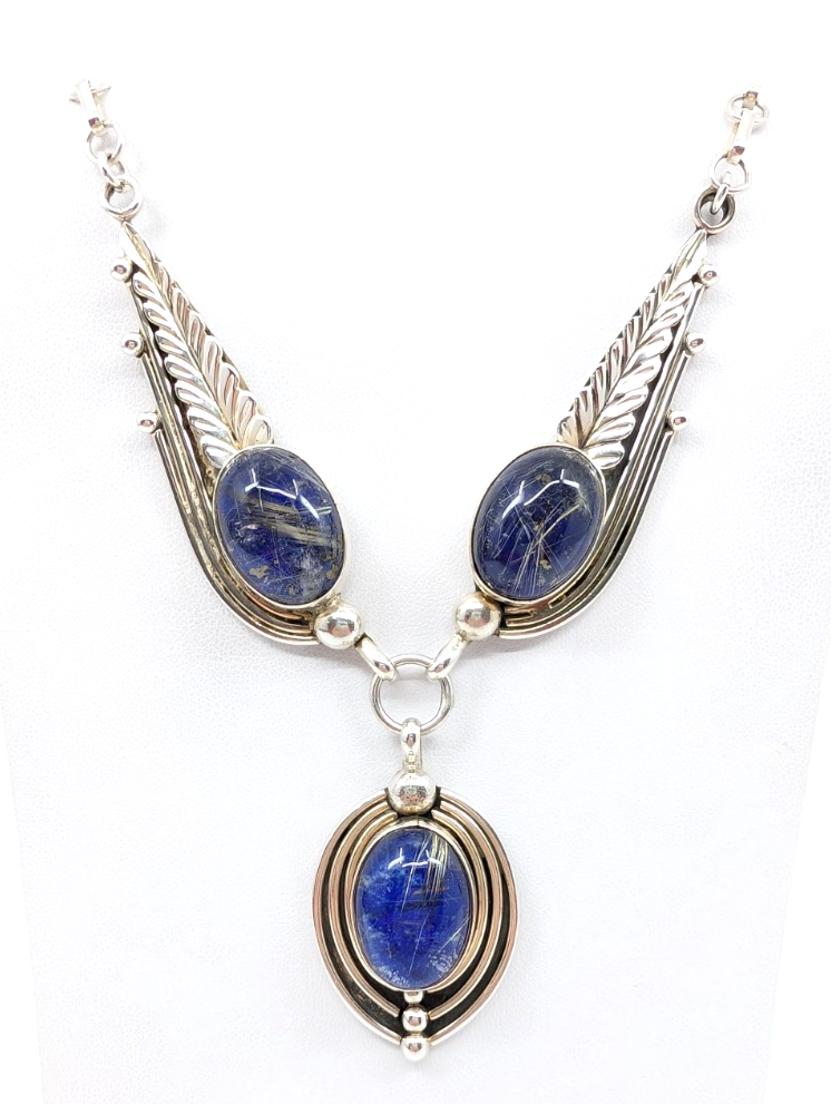 Sterling Silver 925 18" Necklace Lapis Lazuli 14629