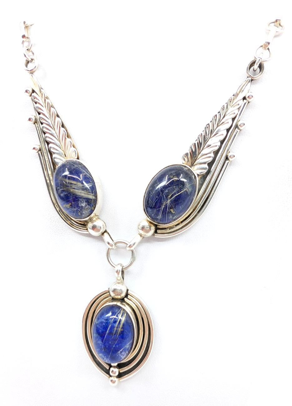 Sterling Silver 925 18" Necklace Lapis Lazuli 14629 - Image 3