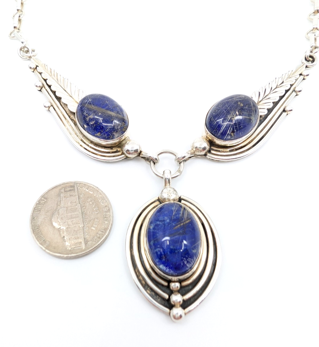 Sterling Silver 925 18" Necklace Lapis Lazuli 14629 - Image 9