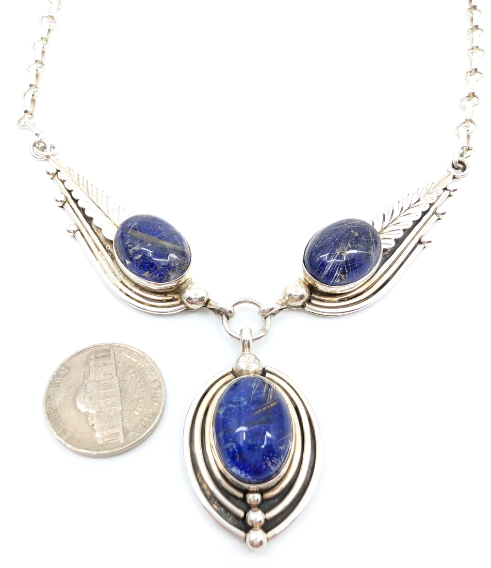 Sterling Silver 925 18" Necklace Lapis Lazuli 14629 - Image 10