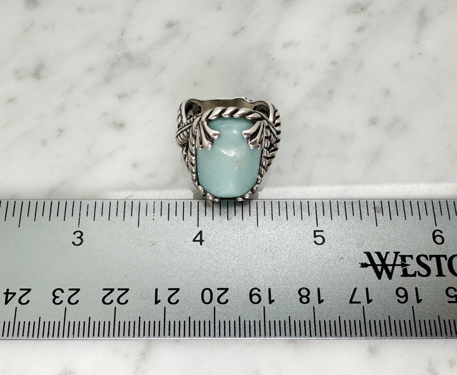 Carolyn Pollack Relios Sterling Silver 925 Blue Amagonite Gemstone Ring O445 - Image 13