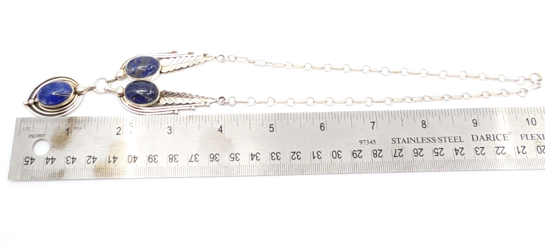 Sterling Silver 925 18" Necklace Lapis Lazuli 14629 - Image 11