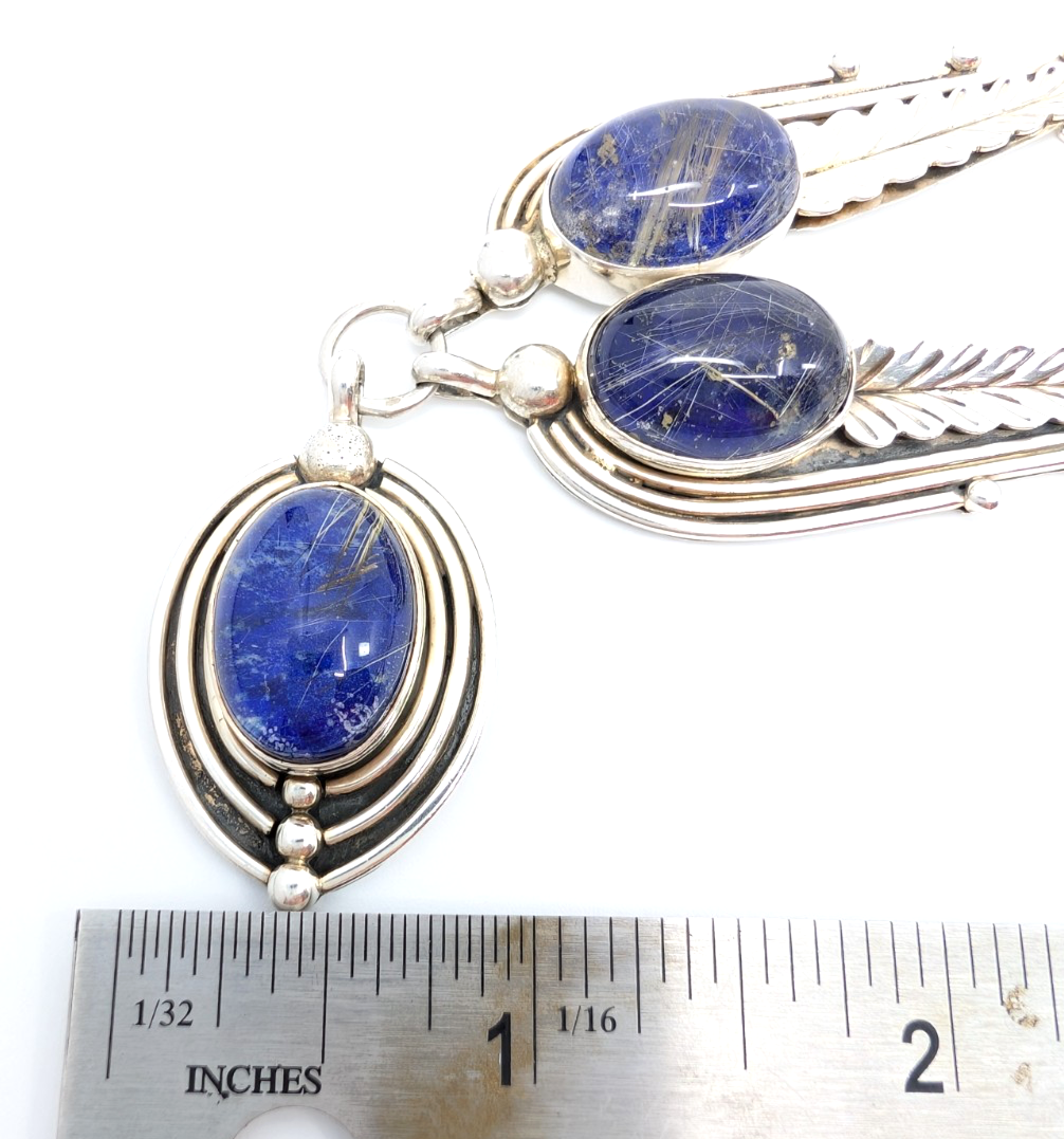 Sterling Silver 925 18" Necklace Lapis Lazuli 14629 - Image 14