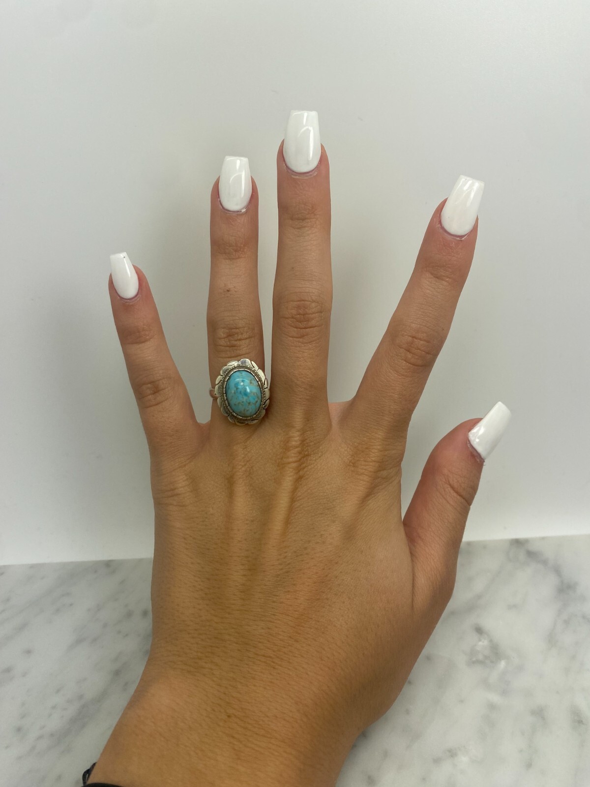 Sterling Silver 925 Framed Larimar Cabochon Gemstone Ring Size 5.5 10336 - Image 10