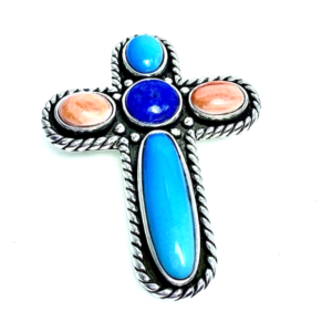 Sterling Silver 925  1 7/8" Pendant Relios Multi Gem Pin/ Pen 12564
